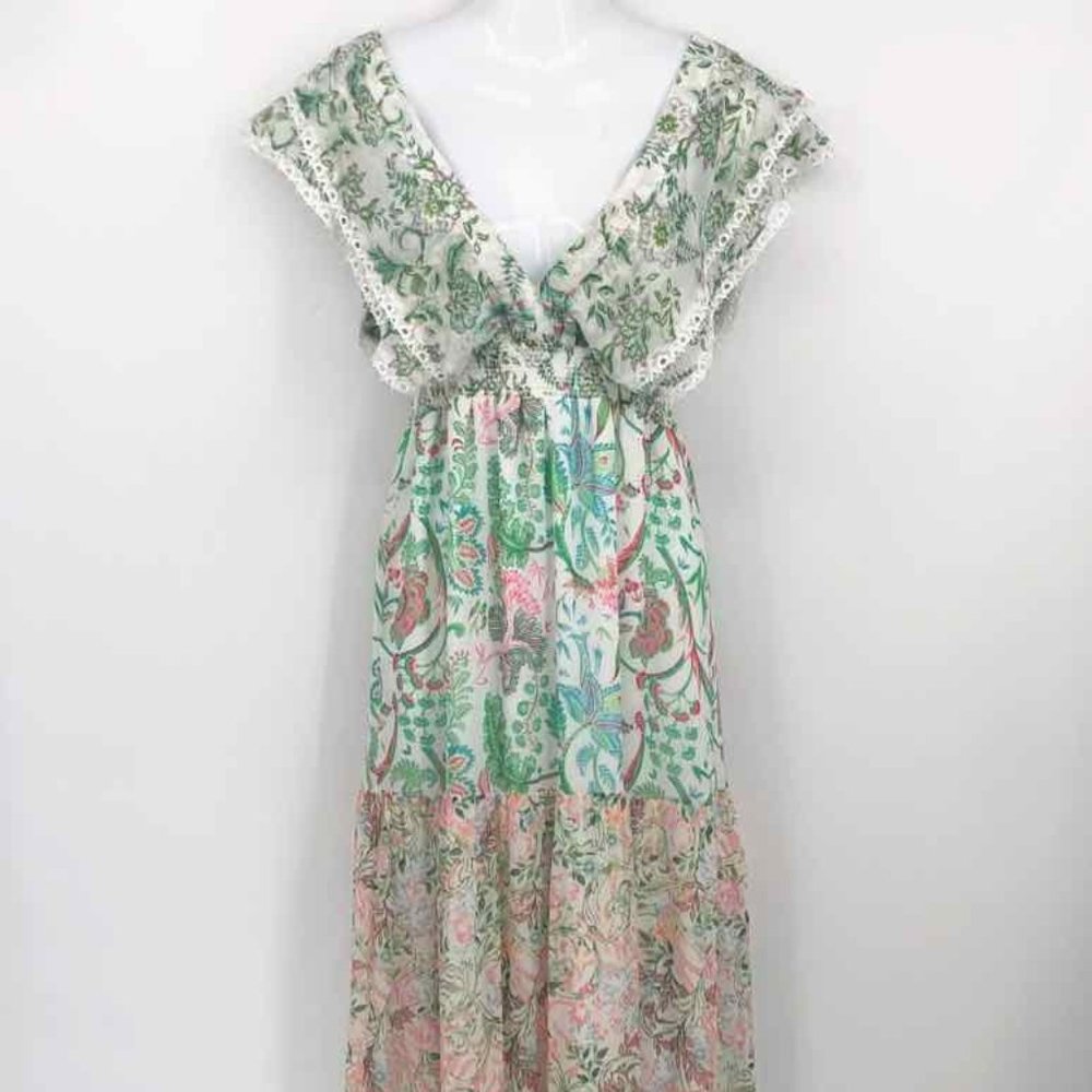 House of Harlow Green and White Floral Maxi Dress
